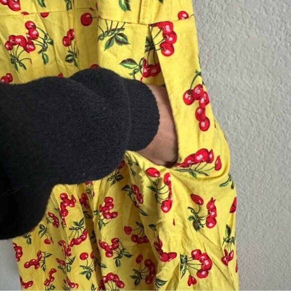 Bernie Dexter Yellow Cherry Print Dress Small - 1940s Retro Rockabilly Pin-Up - Picture 8 of 14